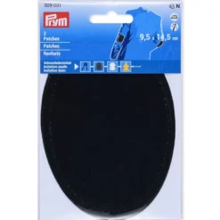 Prym Strykelapp imitert semsket skinn 2stk – Sort