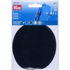 Prym Strykelapp imitert semsket skinn 2stk – Marineblå