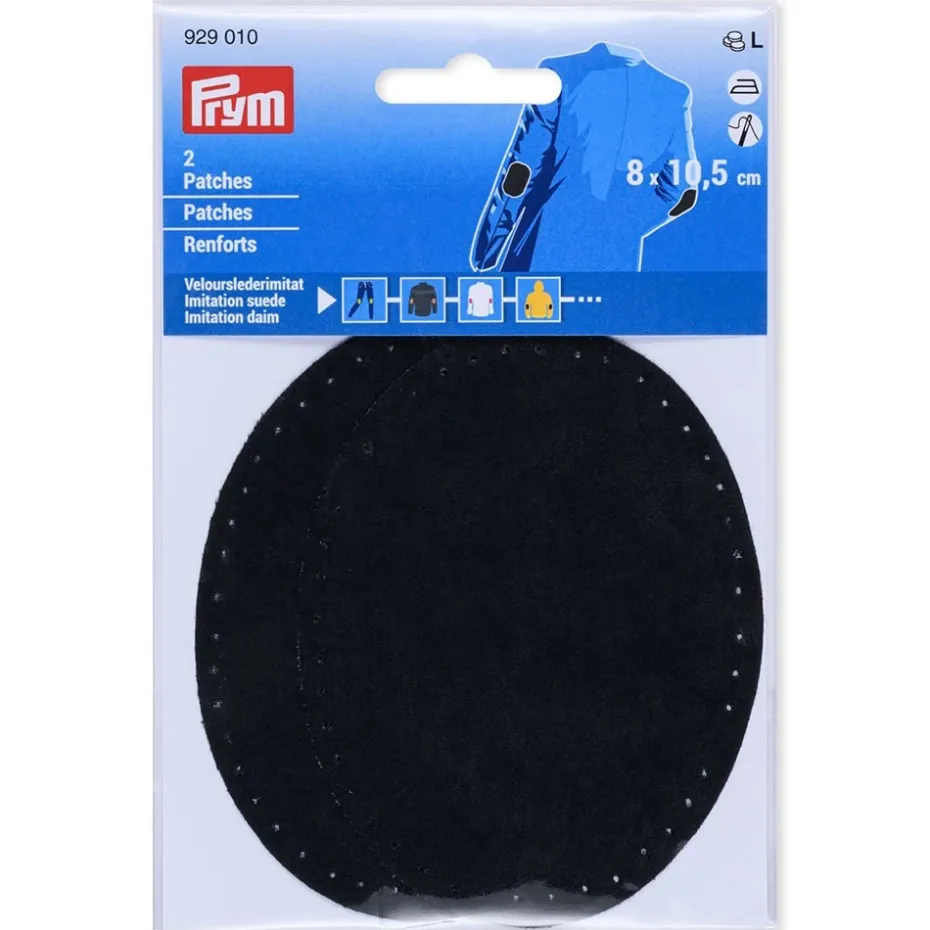 Prym Strykelapp imitert semsket skinn 2stk – Sort