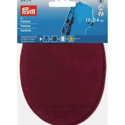 Prym Strykelapp Velour/Lærimit. – 2stk – Mørk rød