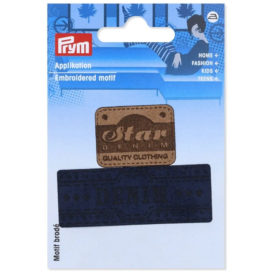 Prym Strykemerke – Denim/stjerne – Blå/beige – 2stk