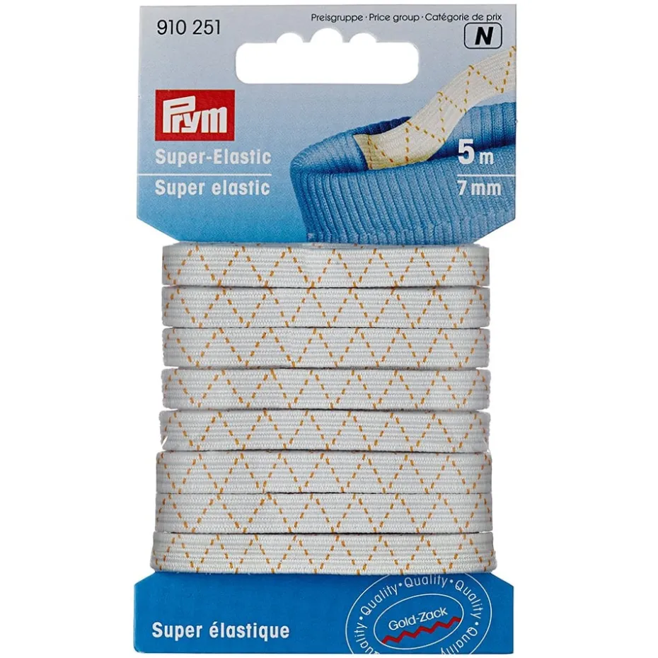 Prym Super Elastisk strikk – 5m 7mm – Hvit