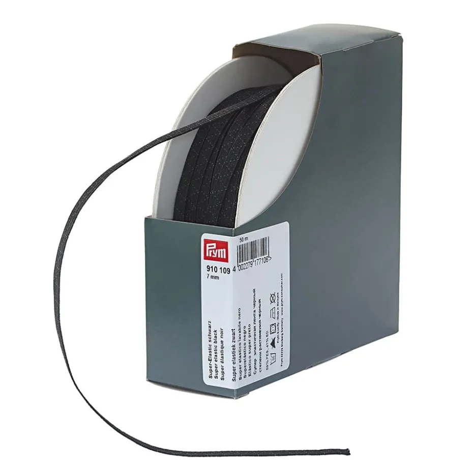 Prym Super Elastisk strikk – 50m 7mm – Sort