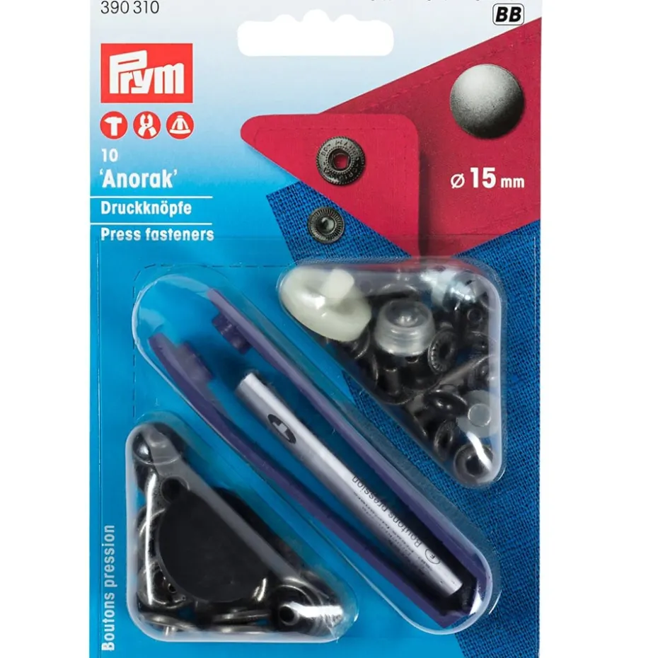 Prym Trykknapper Anorak 15mm – 10stk – Antikk jern