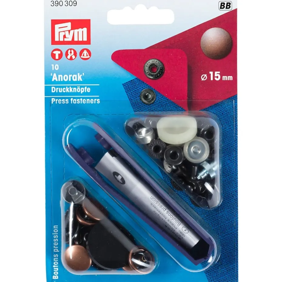 Prym Trykknapper Anorak 15mm – 10stk – Antikk kobber