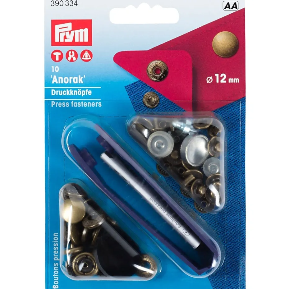 Prym Trykknapper Anorak 12mm – 10stk – Antikk messing