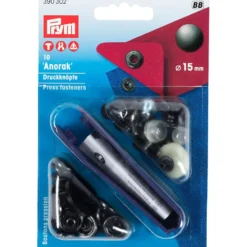 Prym Trykknapper Anorak 15mm – 10stk – Sort
