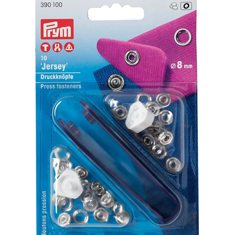Prym Trykknapper Jersey 8mm – 10stk – Sølv