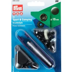Prym Trykknapper Sport & Camping 15mm – 10stk – Sort