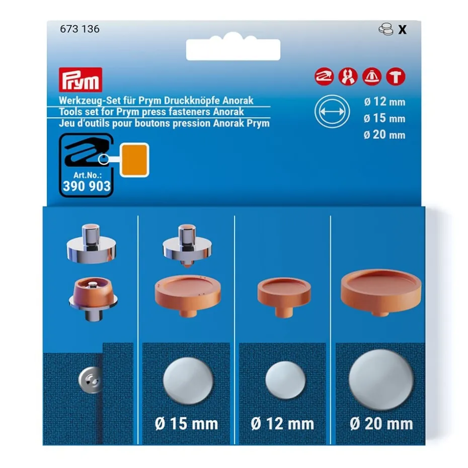 Prym Vario Tools set – For Trykknapper Anorak 12, 15 & 20mm