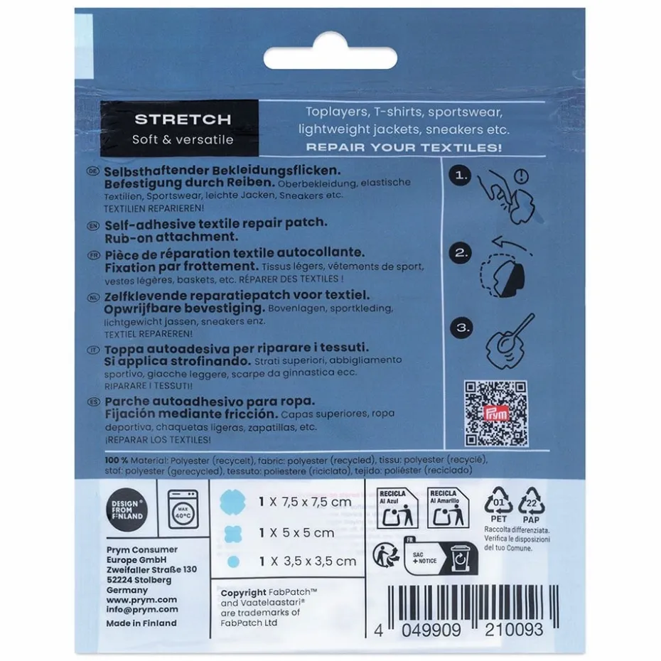 Prym x FabPatch Reparasjonslapp STRETCH – Lyseblå – 3stk