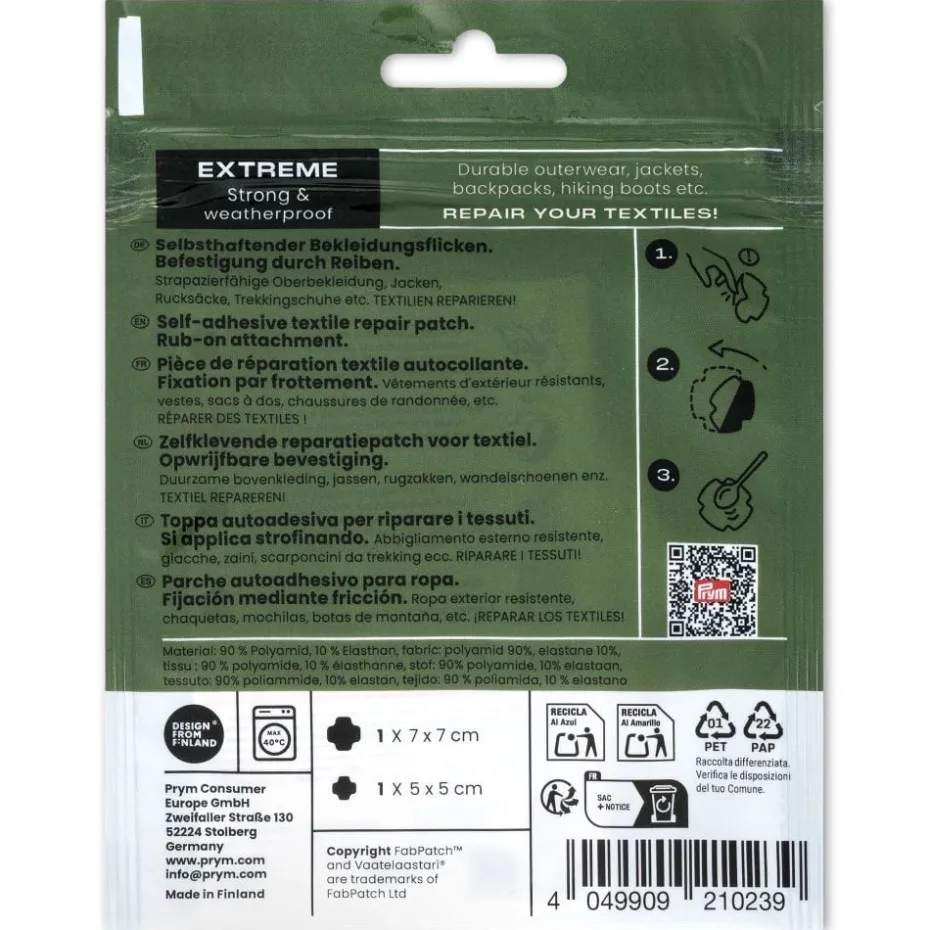 Prym x FabPatch Reparasjonslapp EXTREME – Sort – 2stk