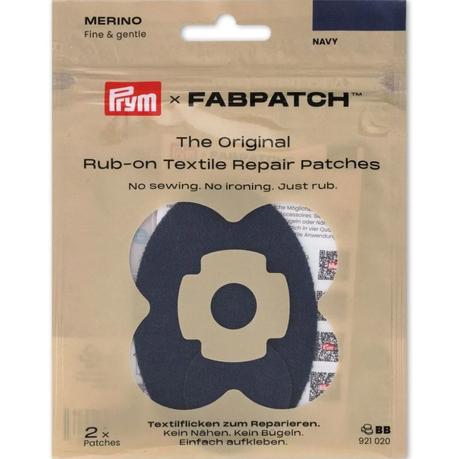 Prym x FabPatch Reparasjonslapp MERINO – Marine – 2stk
