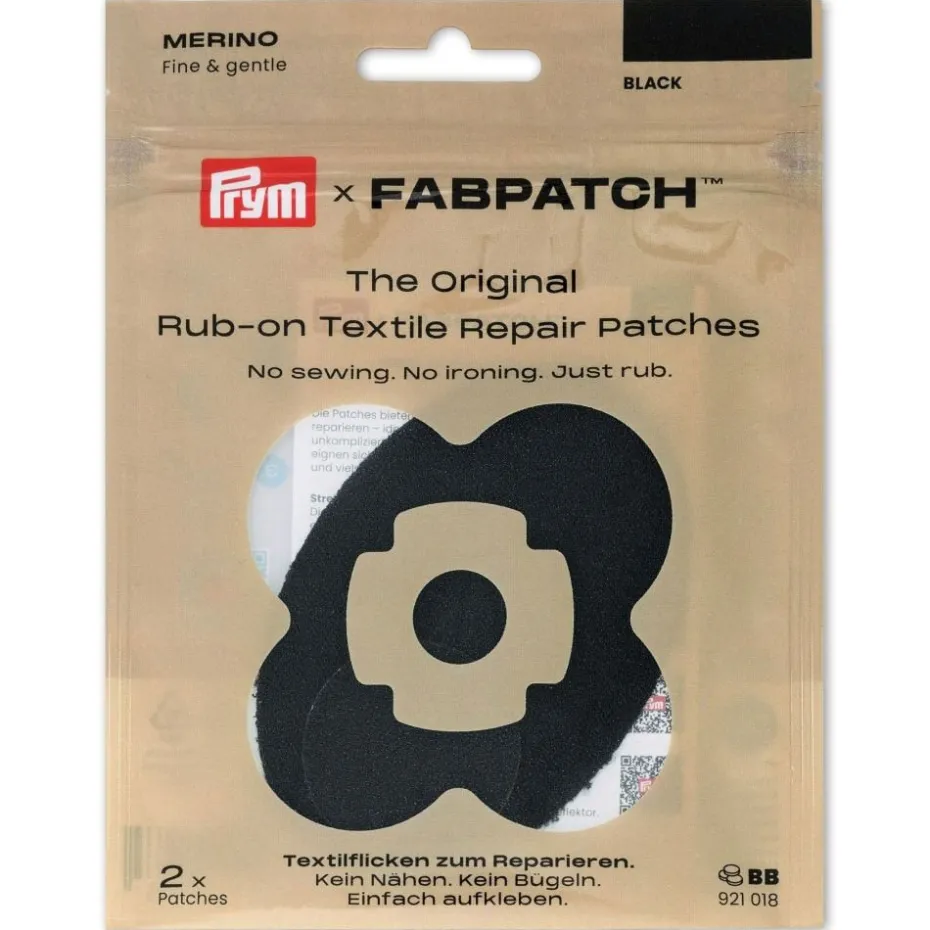 Prym x FabPatch Reparasjonslapp MERINO – Sort – 2stk