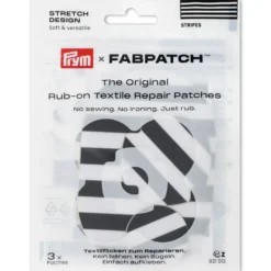 Prym x FabPatch Reparasjonslapp STRETCH Sort/hvit – 3stk
