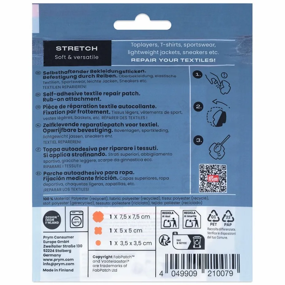 Prym x FabPatch Reparasjonslapp STRETCH – Oransje – 3stk