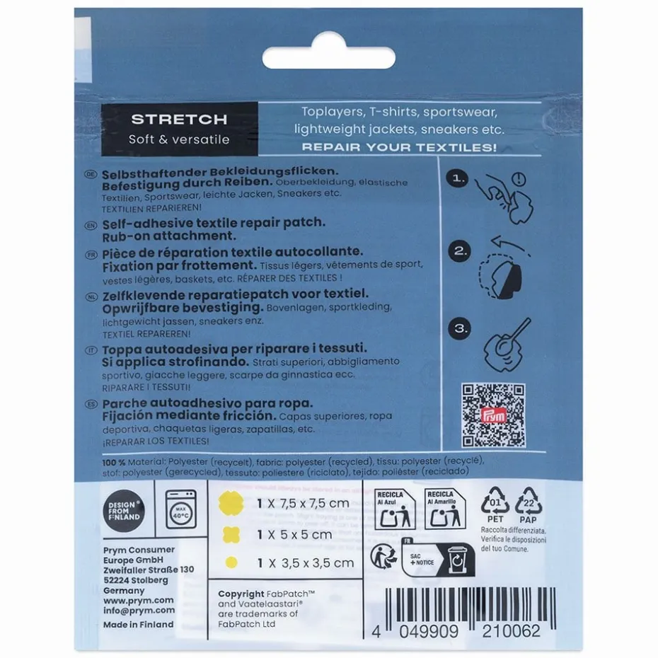 Prym x FabPatch Reparasjonslapp STRETCH – Gul – 3stk