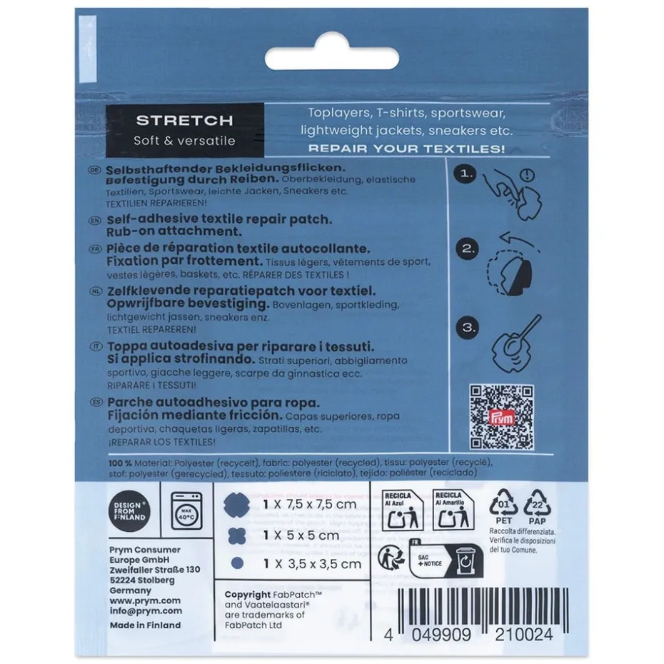 Prym x FabPatch Reparasjonslapp STRETCH – Marine – 3stk