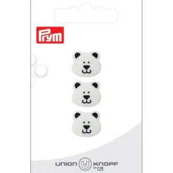 Prym Øyeknapper 453574 – 15mm BAMSE 12 Hvit – 3stk