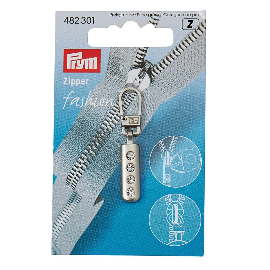 Prym Zip Puller Glidelåstrekker 1stk – Strass – Sølv