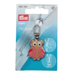 Prym Zip Puller Glidelåstrekker 1stk – Ugle brun/pink