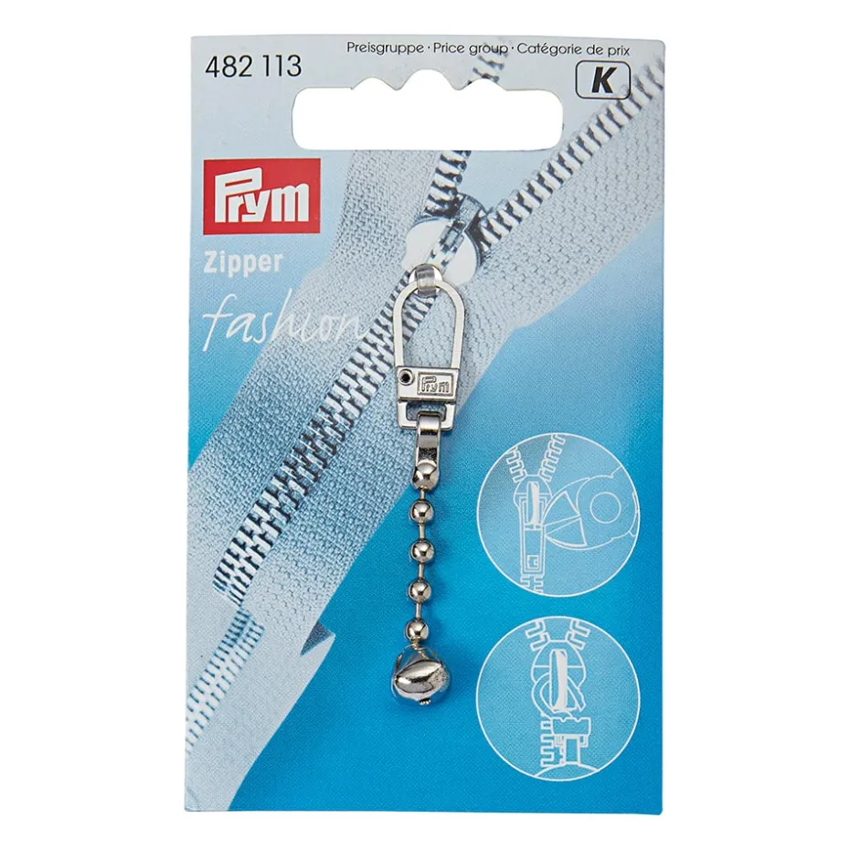 Prym Zip Puller Glidelåstrekker 1stk – Ball chain – Sølv