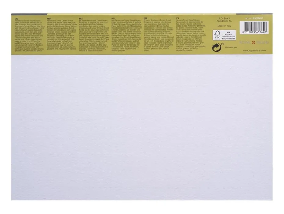Rembrandt Toned Mixed Media 180g/50ark – Desert Brown A4