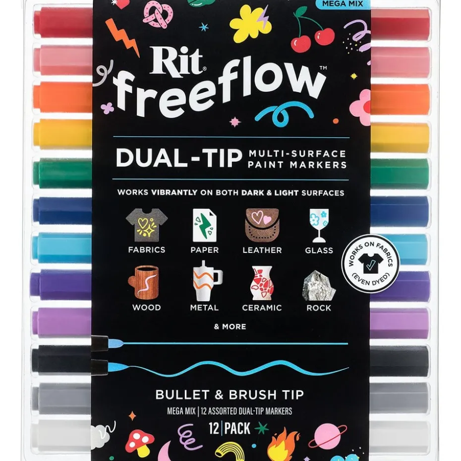 Rit FreeFlow Dual-Tip Markers Sett 12stk – Mega Mix