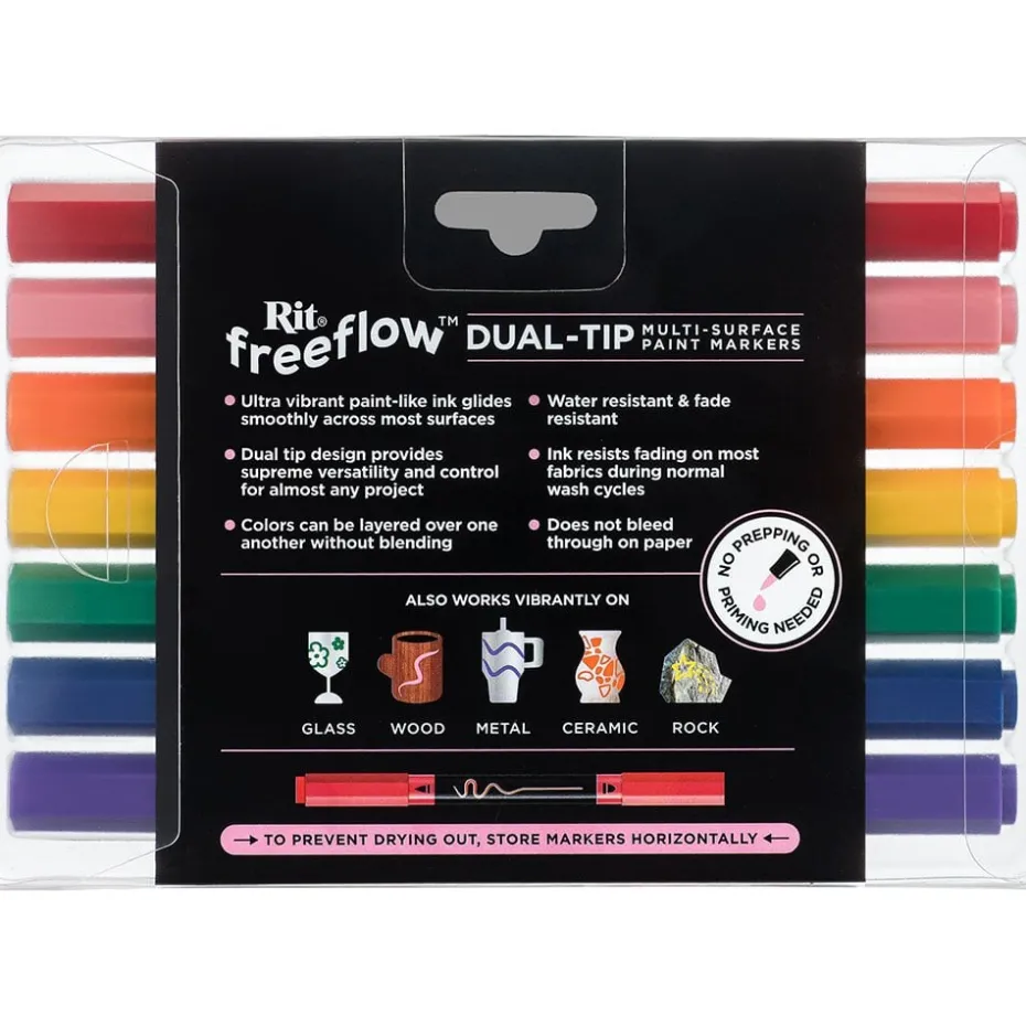 Rit FreeFlow Dual-Tip Markers Sett 7stk – Primary Colors