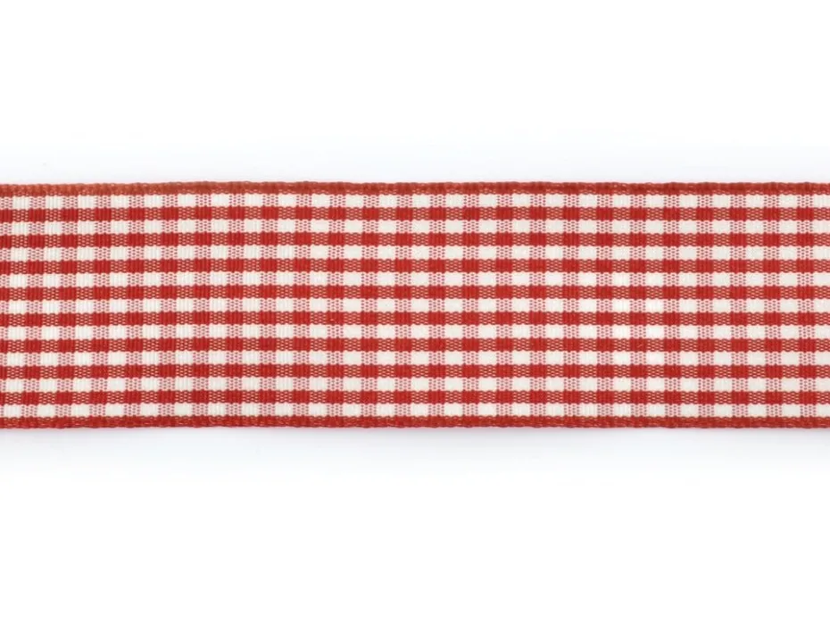 Rutete bånd 25mm – 46 Mørk rød – 10m