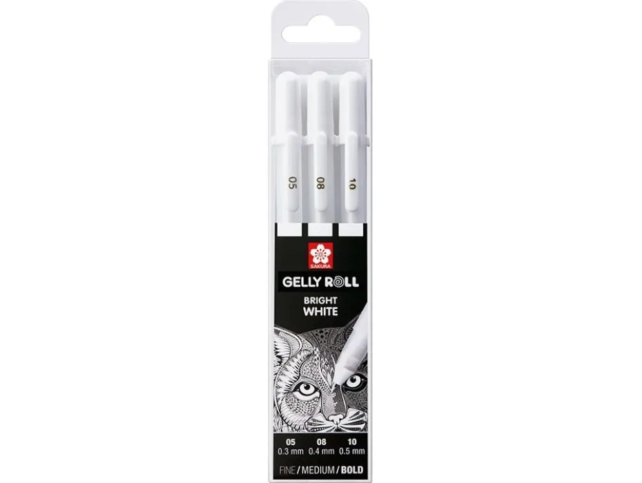 Sakura Gelly Roll Classic – Sett 3stk 05, 08, 10 – 50 Hvit