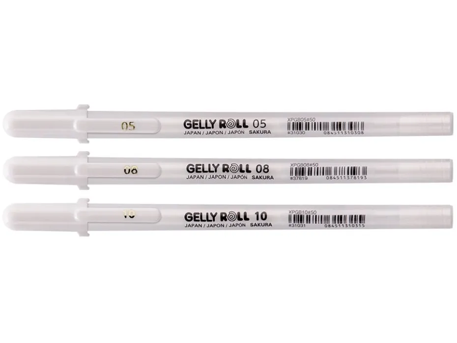 Sakura Gelly Roll Classic – Sett 3stk 05, 08, 10 – 50 Hvit