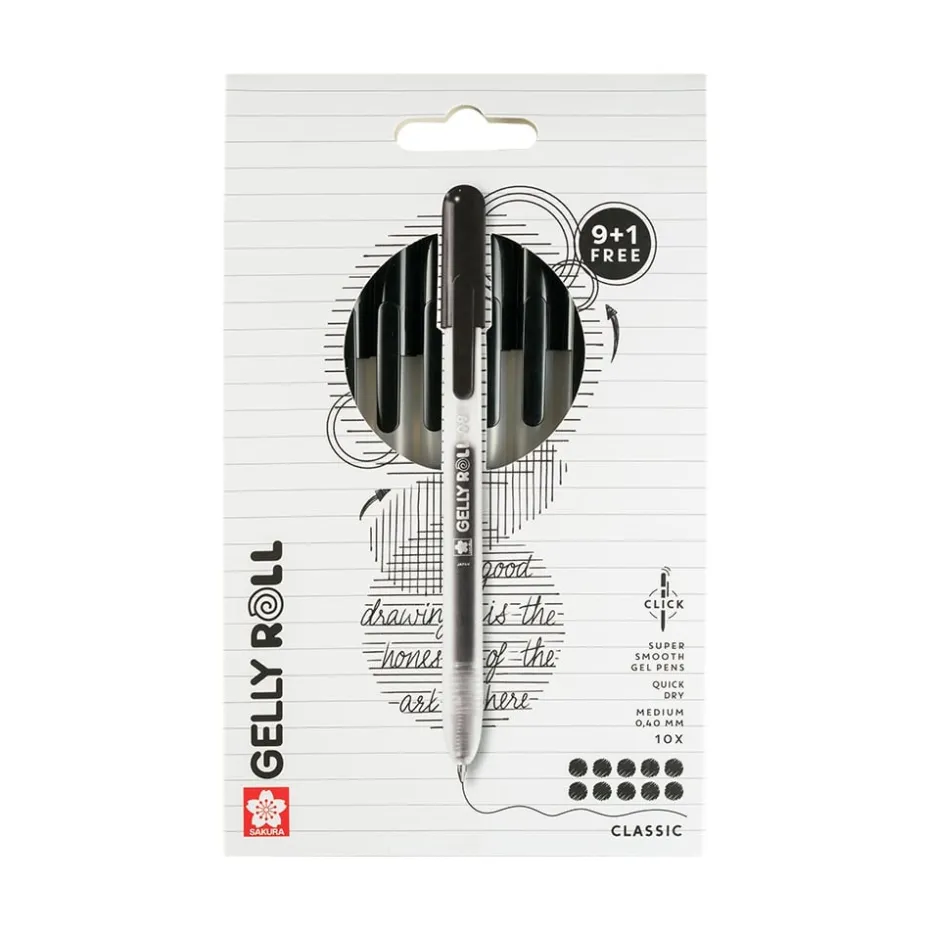 Sakura Gelly Roll Retractable – Classic Sett 10stk Black
