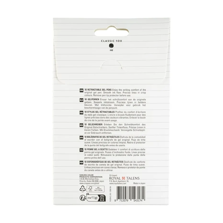 Sakura Gelly Roll Retractable – Classic Sett 10stk Black