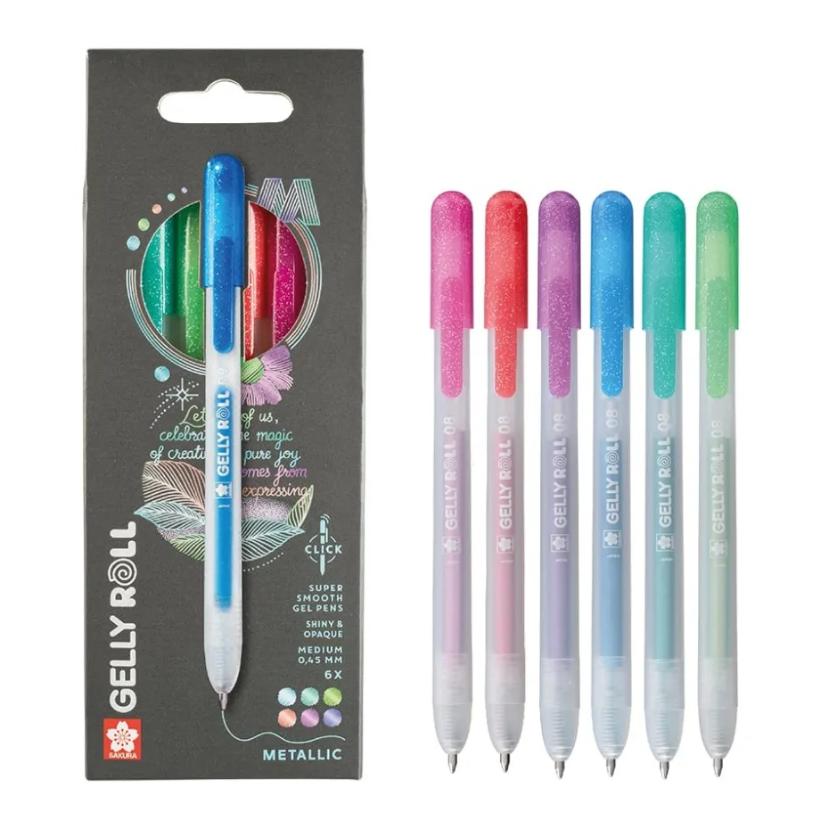 Sakura Gelly Roll Retractable – Metallic Sett 6 stk