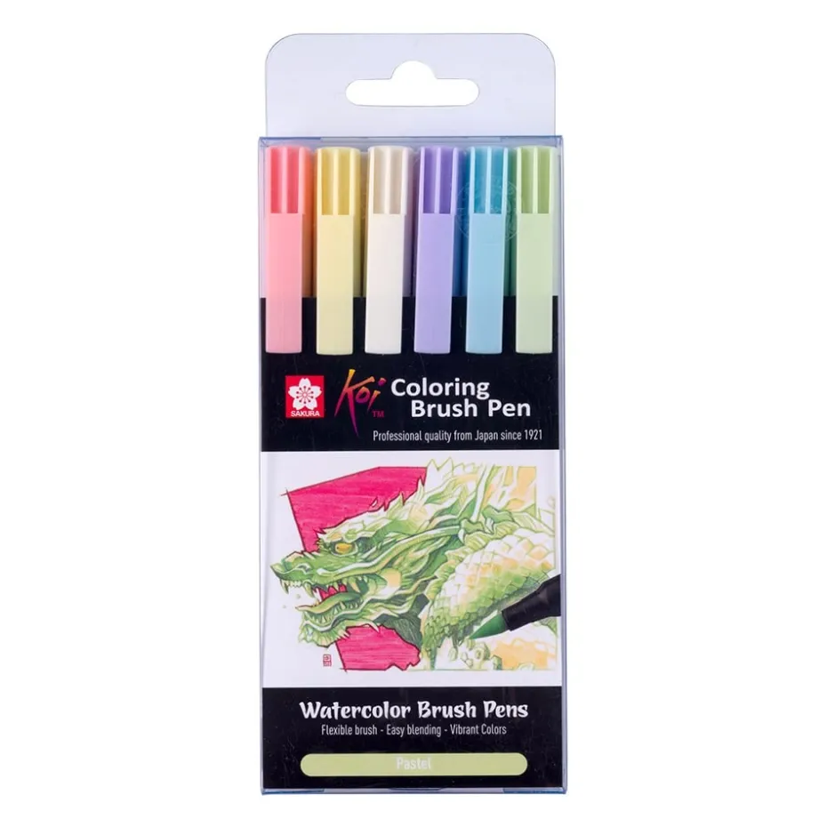 Sakura KOI Coloring Brush Pen Sett 6stk – Pastel