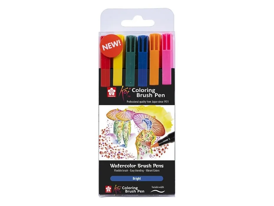 Sakura KOI Coloring Brush Pen Sett 6stk – Bright