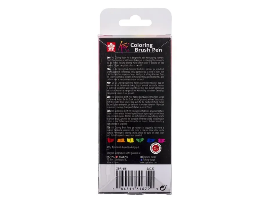 Sakura KOI Coloring Brush Pen Sett 6stk – Bright