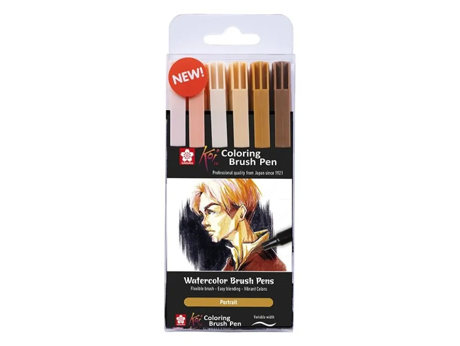 Sakura KOI Coloring Brush Pen Sett 6stk – Portrait