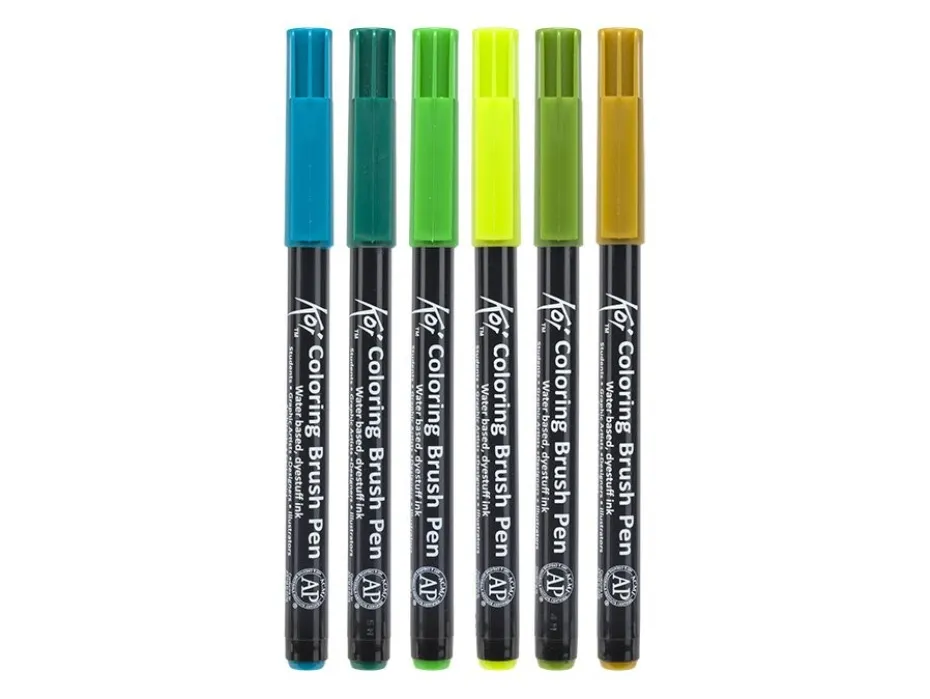 Sakura KOI Coloring Brush Pen Sett 6stk – Botanical