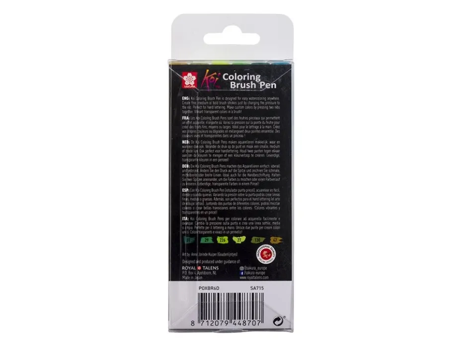 Sakura KOI Coloring Brush Pen Sett 6stk – Botanical