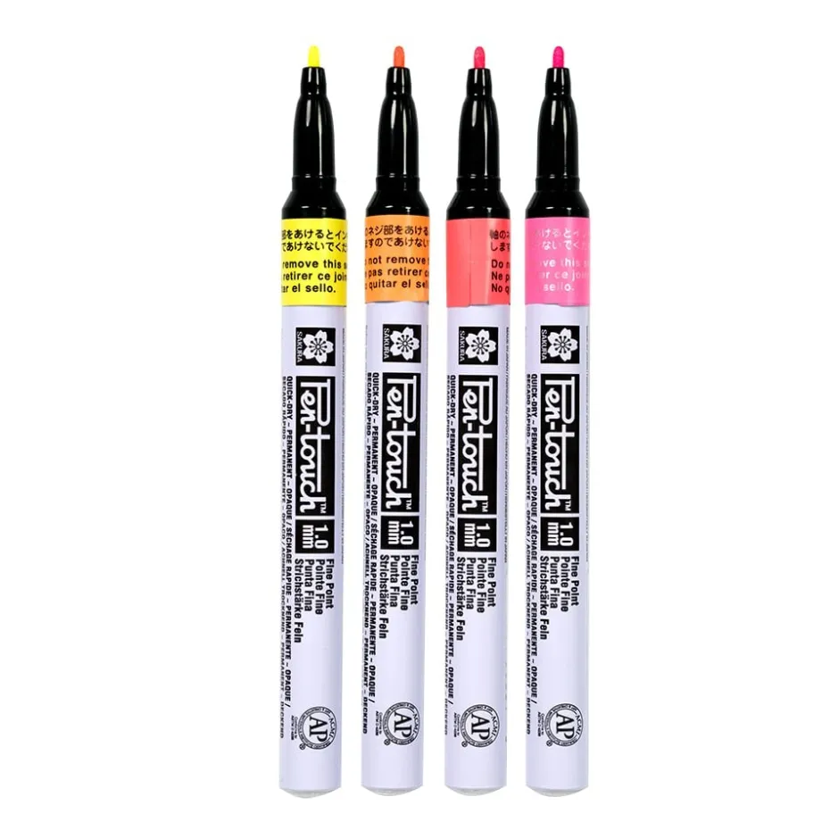 Sakura Pen Touch – Fine 1,0mm – Sett 4stk – Flouriserende