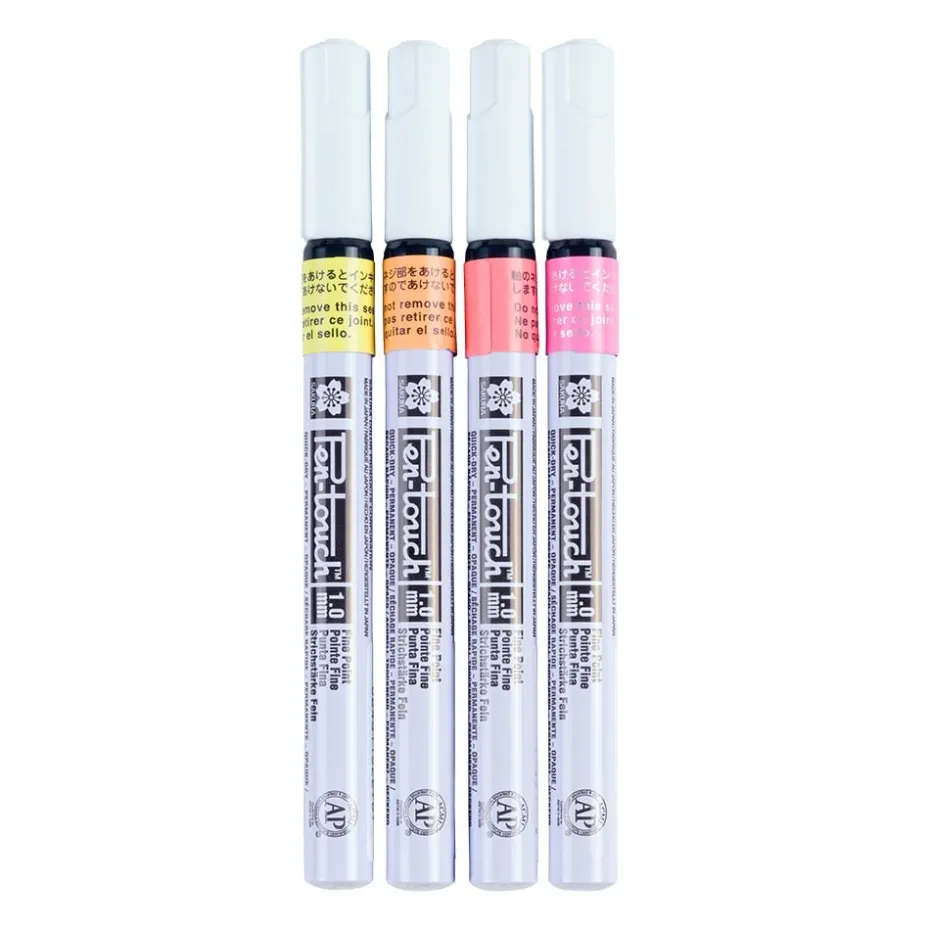 Sakura Pen Touch – Fine 1,0mm – Sett 4stk – Flouriserende
