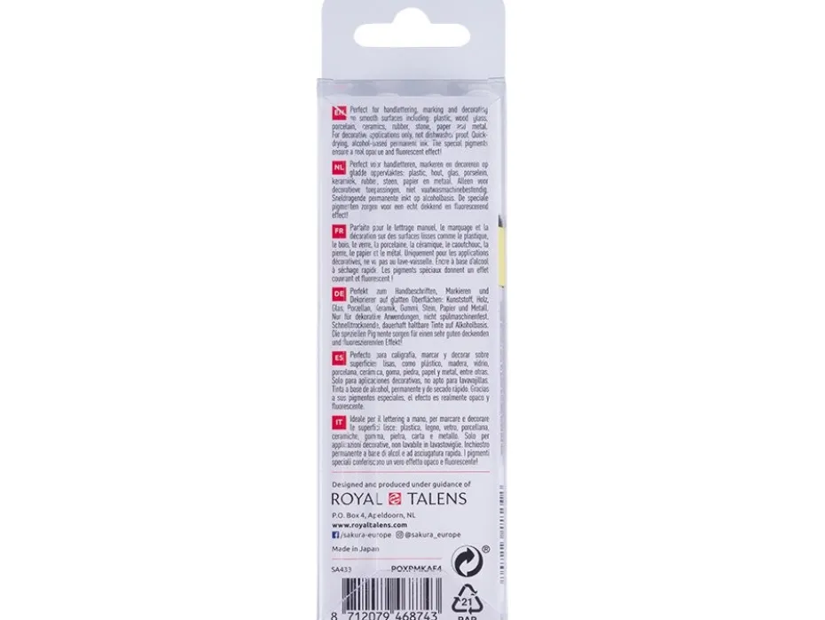 Sakura Pen Touch – Fine 1,0mm – Sett 4stk – Flouriserende