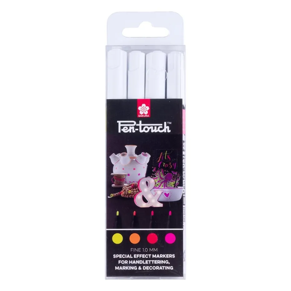 Sakura Pen Touch – Fine 1,0mm – Sett 4stk – Flouriserende