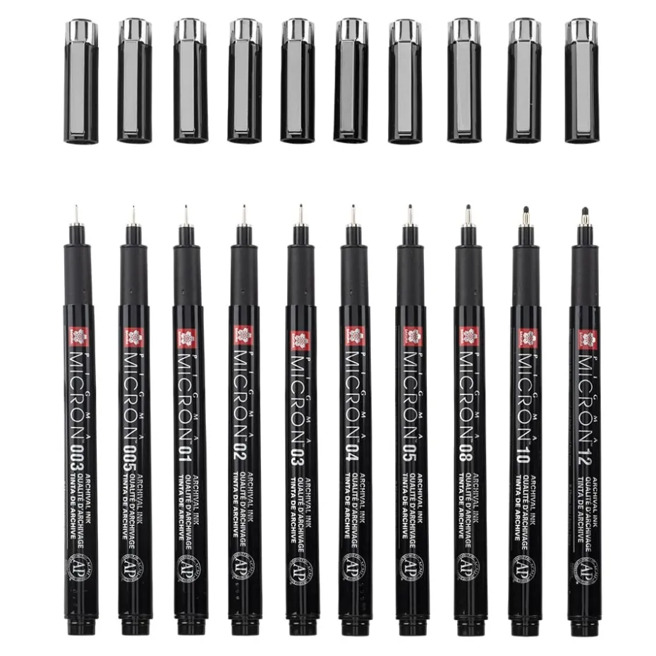 Sakura Pigma Micron Black Edition – 10stk + Case