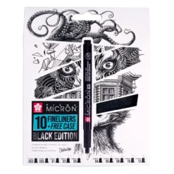 Sakura Pigma Micron Black Edition – 10stk + Case