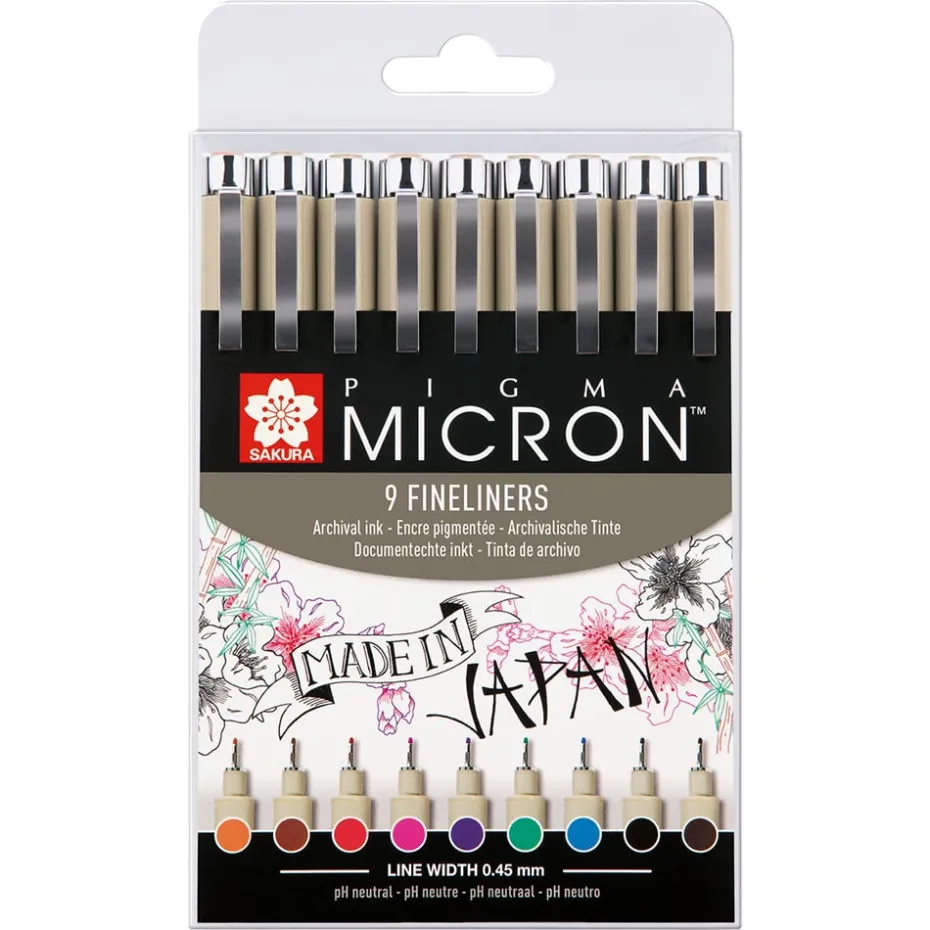 Sakura Pigma Micron Sett 05 – 9 farger