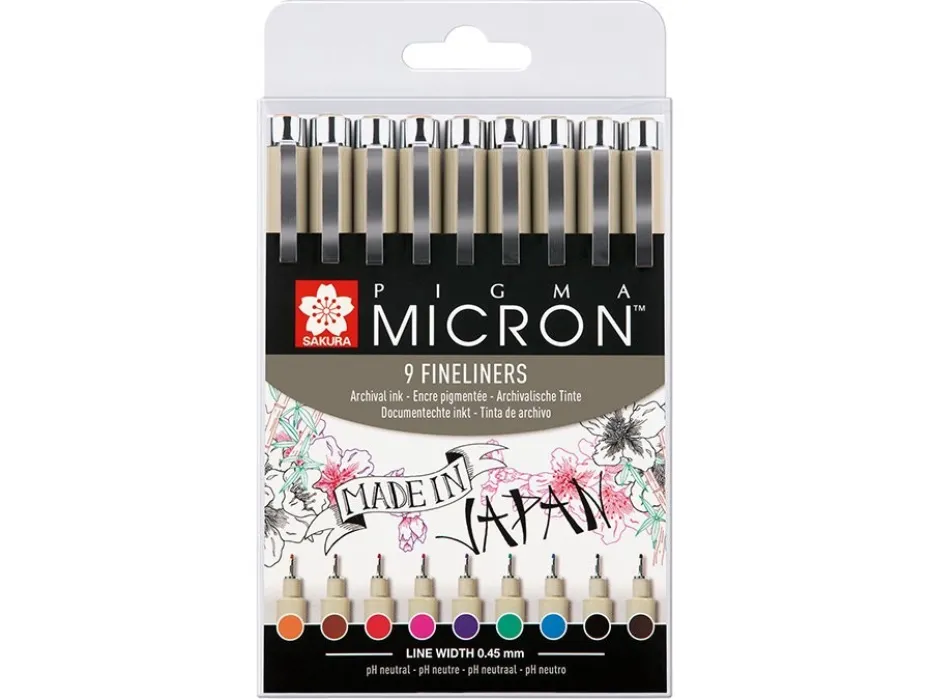 Sakura Pigma Micron Sett 05 – 9 farger