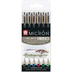 Sakura Pigma Micron Sett 6stk – 05 ass. farger